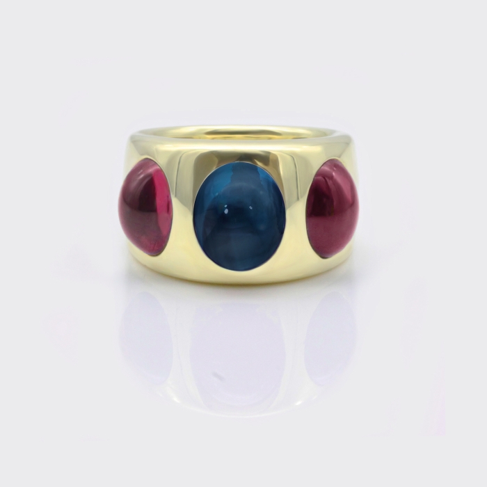 CabochonRing mit Londontopas und Rubellit CabochonRing mit Londontopas und Rubellit