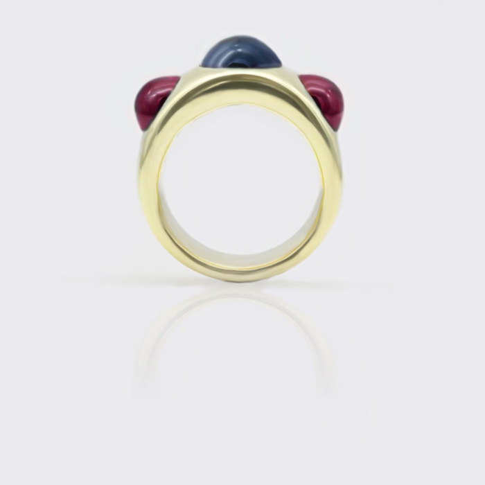CabochonRing mit Londontopas und Rubellit CabochonRing mit Londontopas und Rubellit