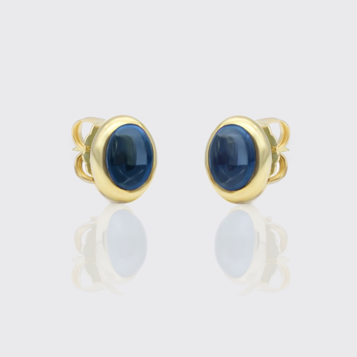 Ohrstecker - Saphir-Cabochon (9x7mm) Ohrstecker - Saphir-Cabochon (9x7mm)