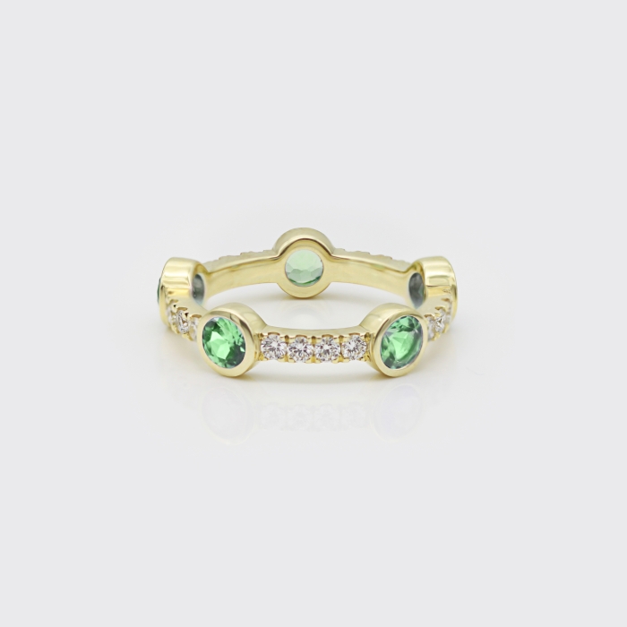 Brillantring mit 5 Tsavoriten