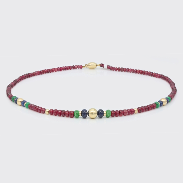 Rubinkette mit Goldkugeln