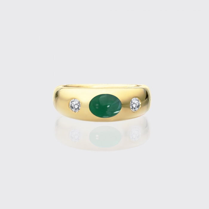 klassischer Bandring (breit) mit Smaragd und Brillanten klassischer Bandring (breit) mit Smaragd und Brillanten