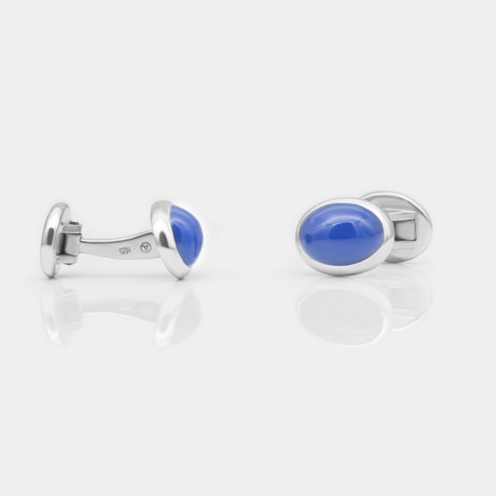 Manschettenknöpfe - Blauachat, Silber Manschettenknöpfe - Blauachat, Silber