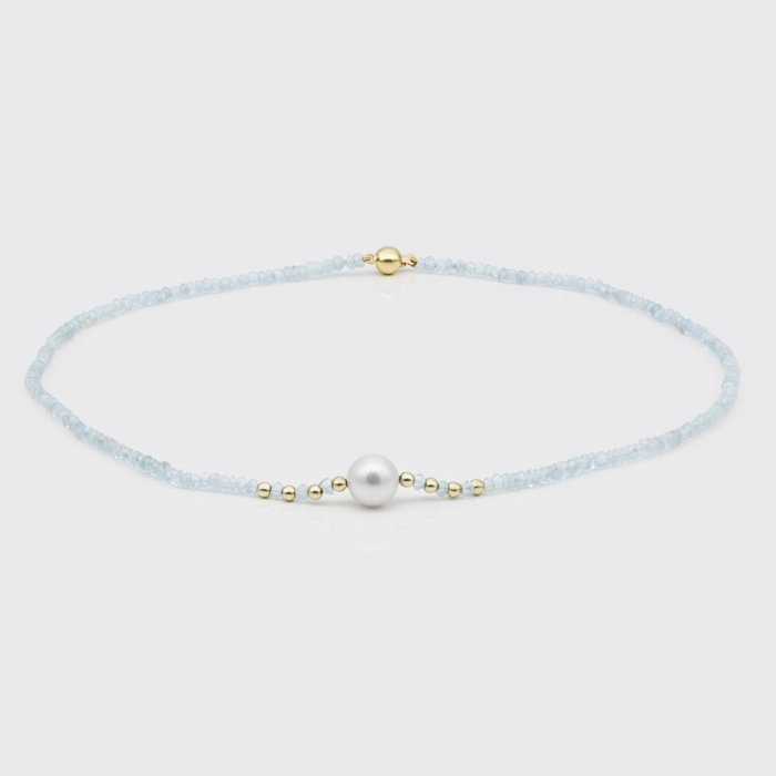 Halskette - Süßwasserperle, Aquamarine Halskette - Süßwasserperle, Aquamarine