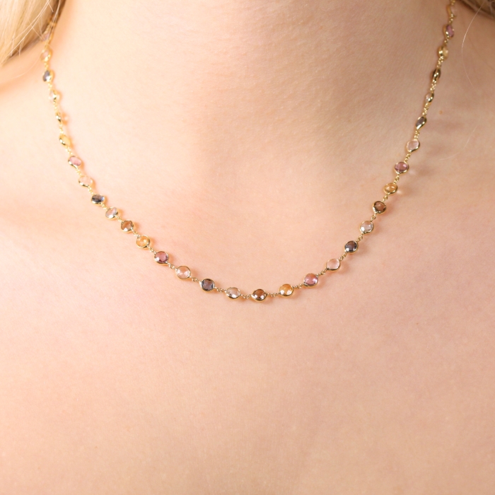 Gelbgoldkette mit facettierten Edelsteinen Gelbgoldkette mit facettierten Edelsteinen