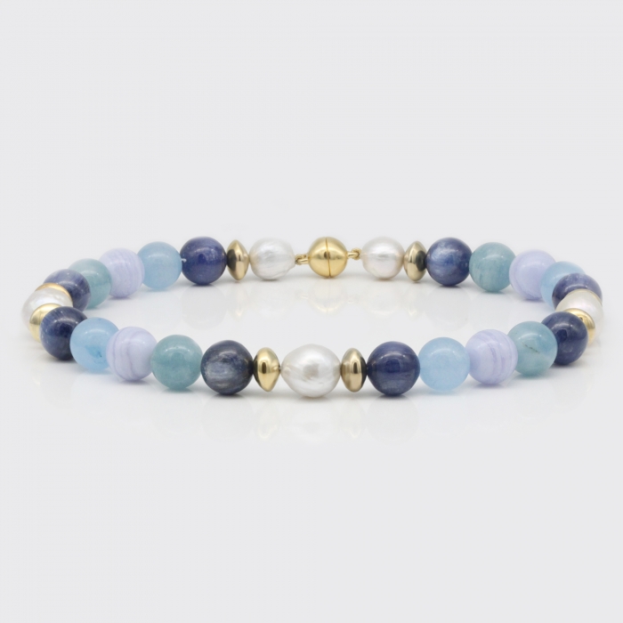 Halskette - Perlen und blaue Edelsteine