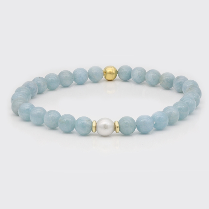 Aquamarinkette mit Südseeperle Aquamarinkette mit Südseeperle