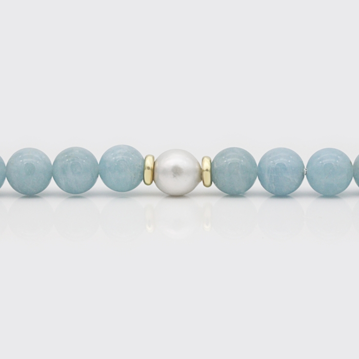 Aquamarinkette mit Südseeperle Aquamarinkette mit Südseeperle