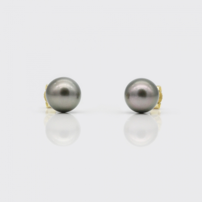 Ohrstecker - mittelgraue Tahitiperle (10 mm) Ohrstecker - mittelgraue Tahitiperle (10 mm)