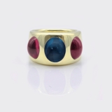 CabochonRing mit Londontopas und Rubellit