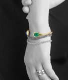 Armspange goldplattiert - Grünachat, Blauachat Armspange goldplattiert - Grünachat, Blauachat