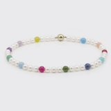 Perlenkette mit bunten Edelsteinen Perlenkette mit bunten Edelsteinen