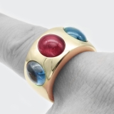 CabochonRing mit Rhodolith und Londontopasen