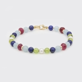 Armband mit Rubinscheiben, Aqua und Peridot Armband mit Rubinscheiben, Aqua und Peridot