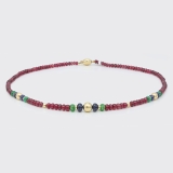 Rubinkette mit Goldkugeln