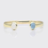 Goldarmspange mit Mondstein und Aquamarin