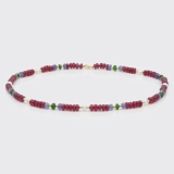 Halskette - Rubinscheiben, Chromdiopsid Halskette - Rubinscheiben, Chromdiopsid