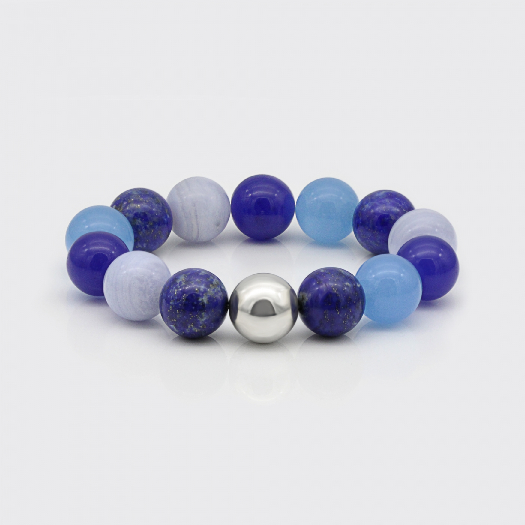 Armband - Lapis Lazuli, Chalcedon, Blauquarz, Blauachat