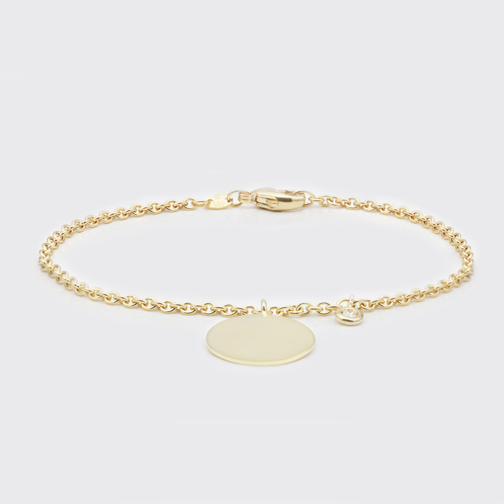 Armband - Gelbgoldplakette, Brillant