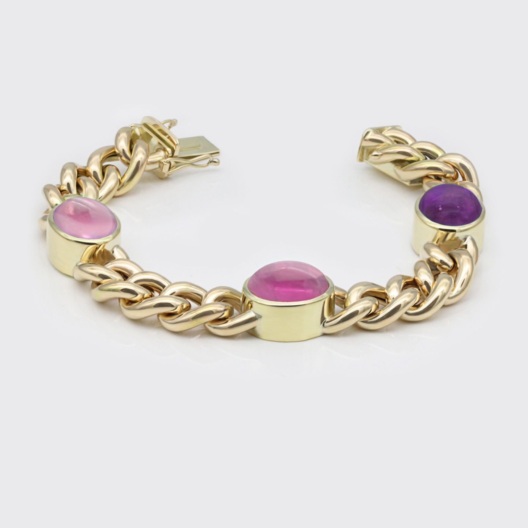 Panzerarmband - Rosenquarz, rosa Turmalin, Amethyst