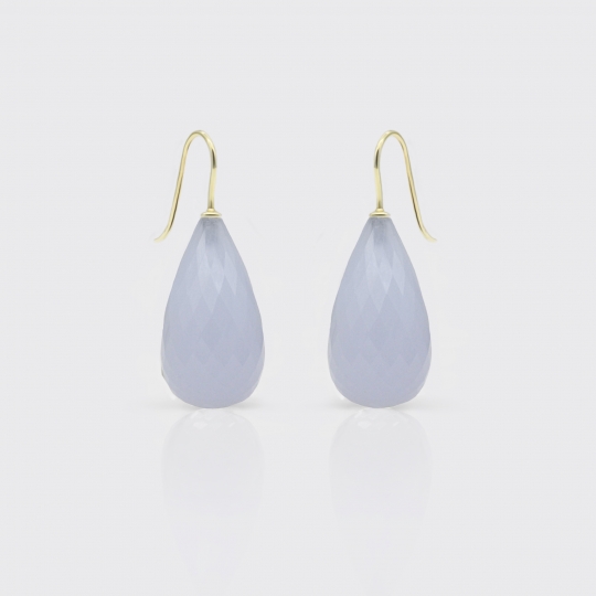 Ohrhänger - facettierte Chalcedon-Tropfen