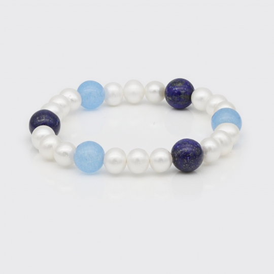 Armband  - Süßwasserperle, Blauquarz, Lapis