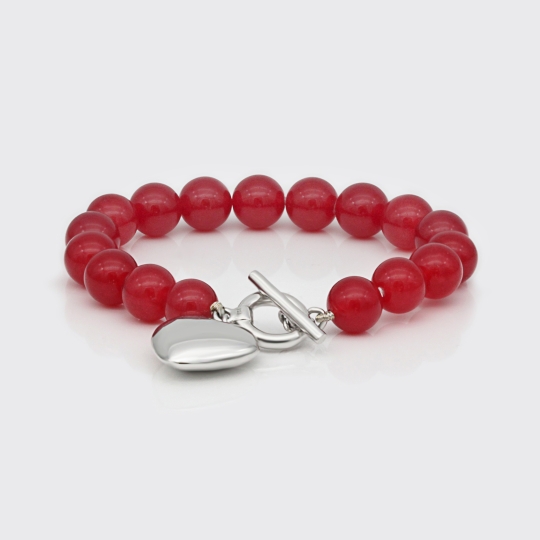 rote Jade Armband mit Silberherz