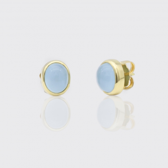 Ohrstecker - Aquamarin-Cabochons (10x8mm)