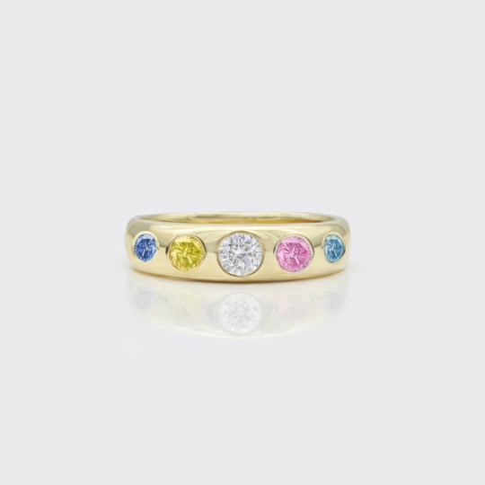 Bandring (schmal) - Brillant mit Edelsteinen